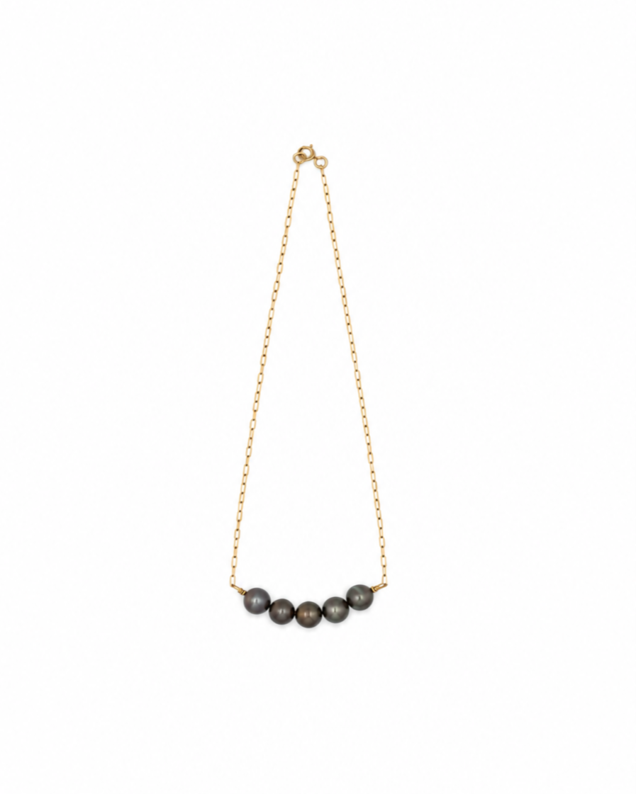 Moorea Necklace — Five Tahitian Pearls