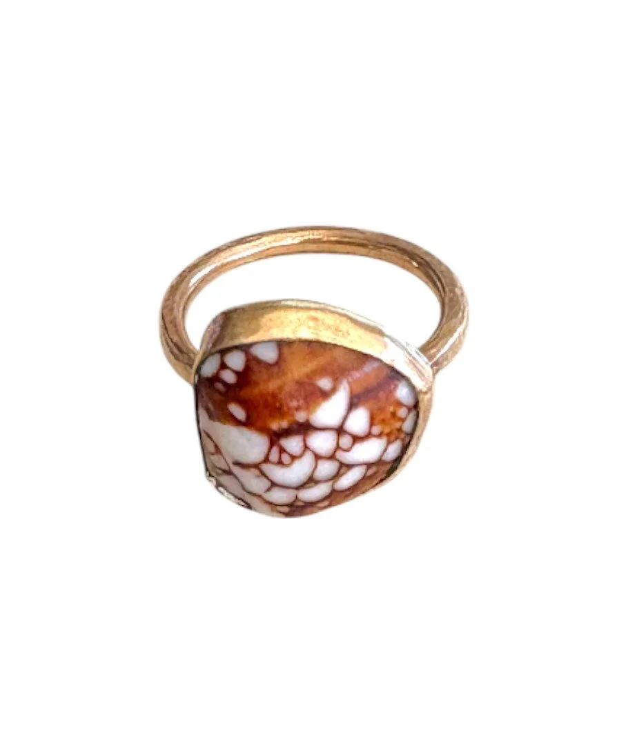 Textile Shell Chip Ring on 14K GF (Size 6.25)