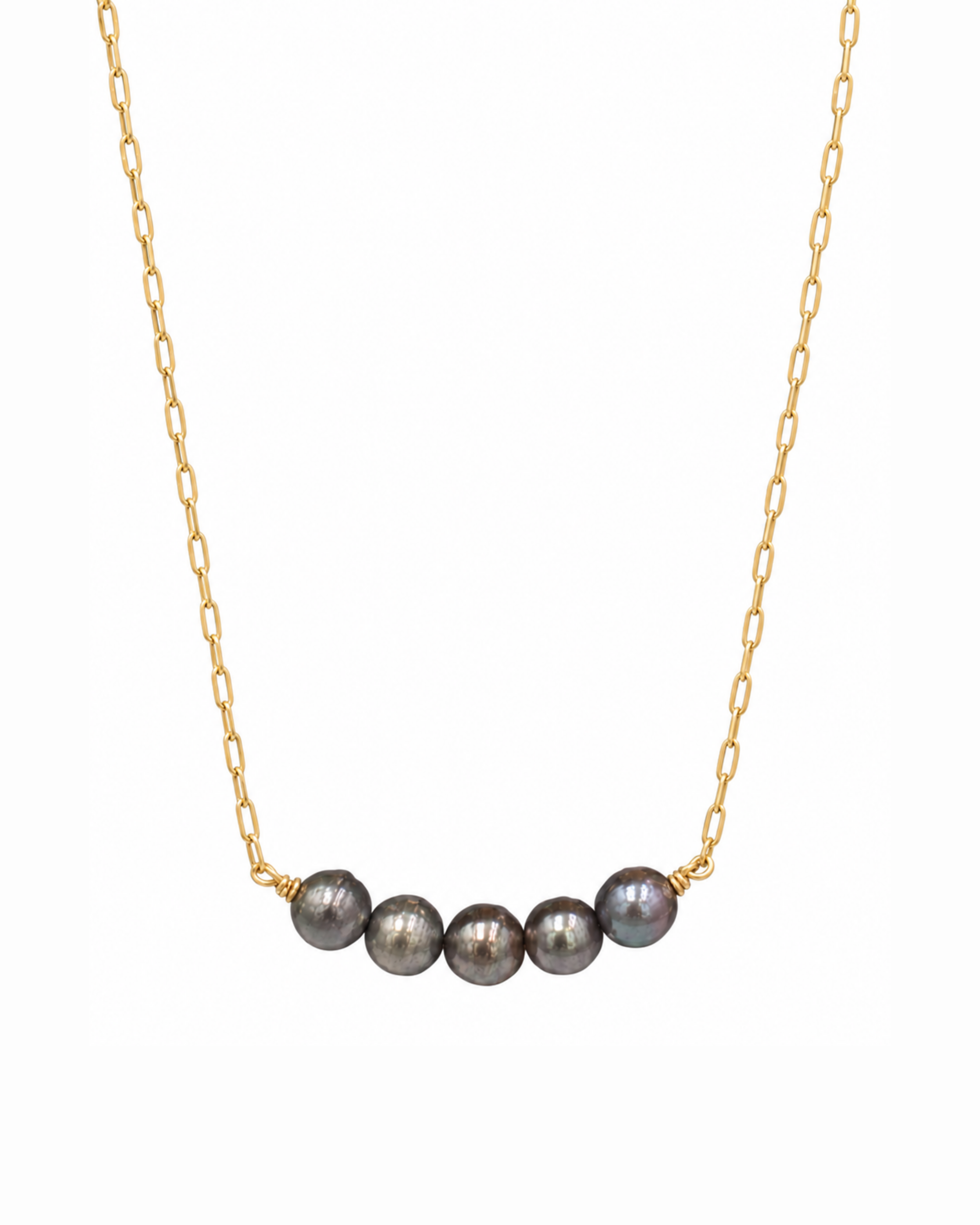 Moorea Necklace — Five Tahitian Pearls
