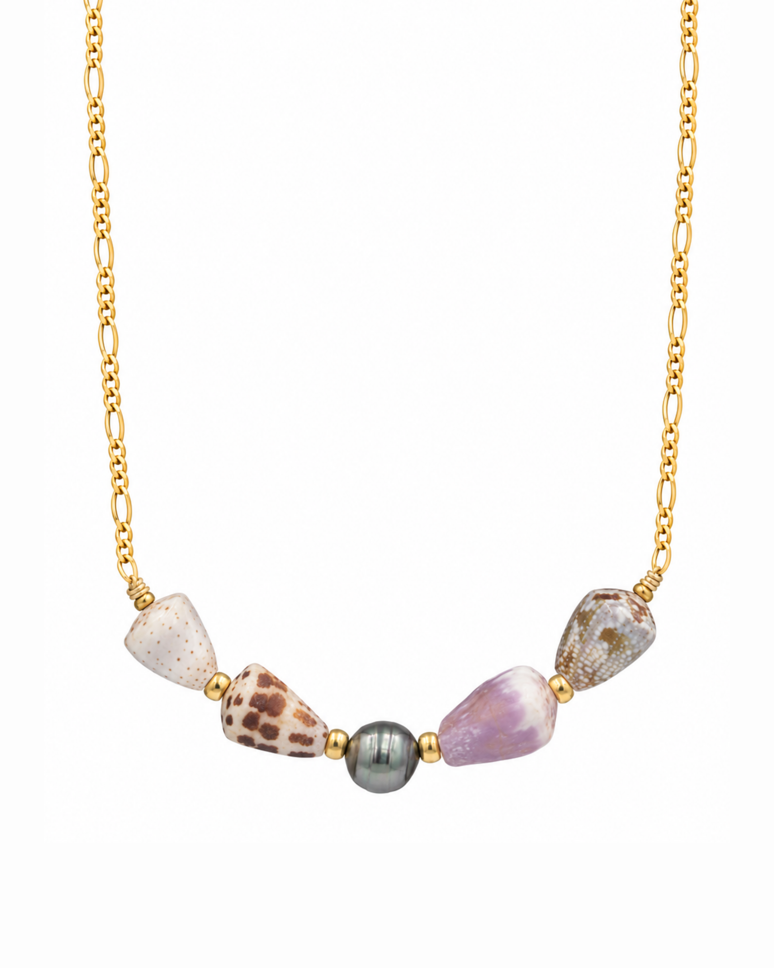 Leilani Necklace —  Hebrew + Tahitian Pearl + Cones