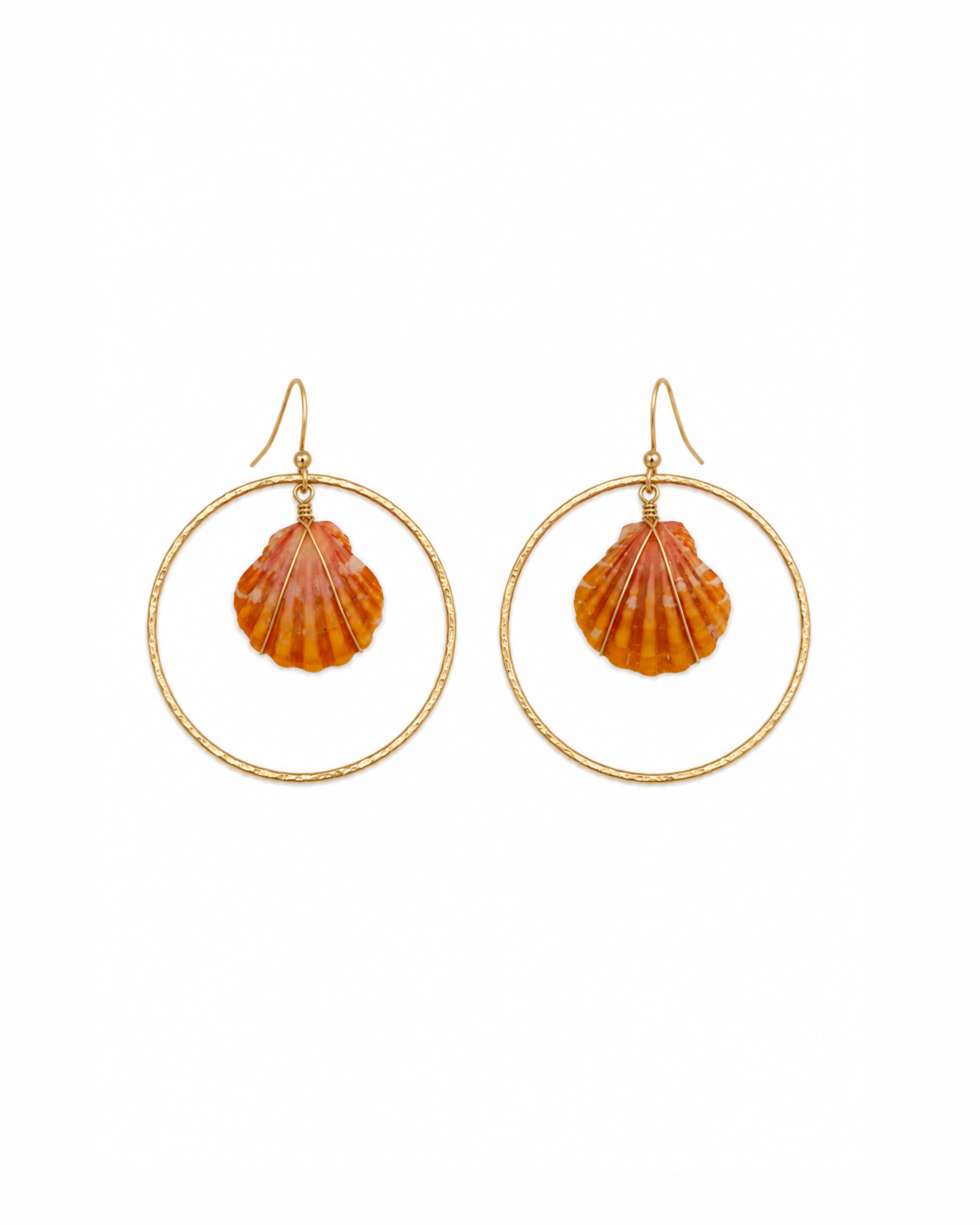 Orange + Red Sunrise Shell Hoop Earrings