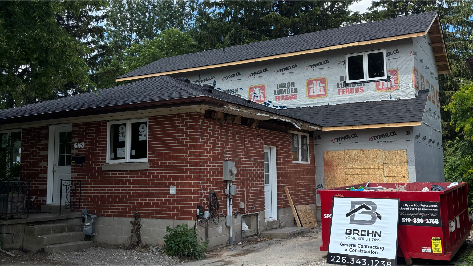 A Brehn home addition under construction in Fergus, Ontario