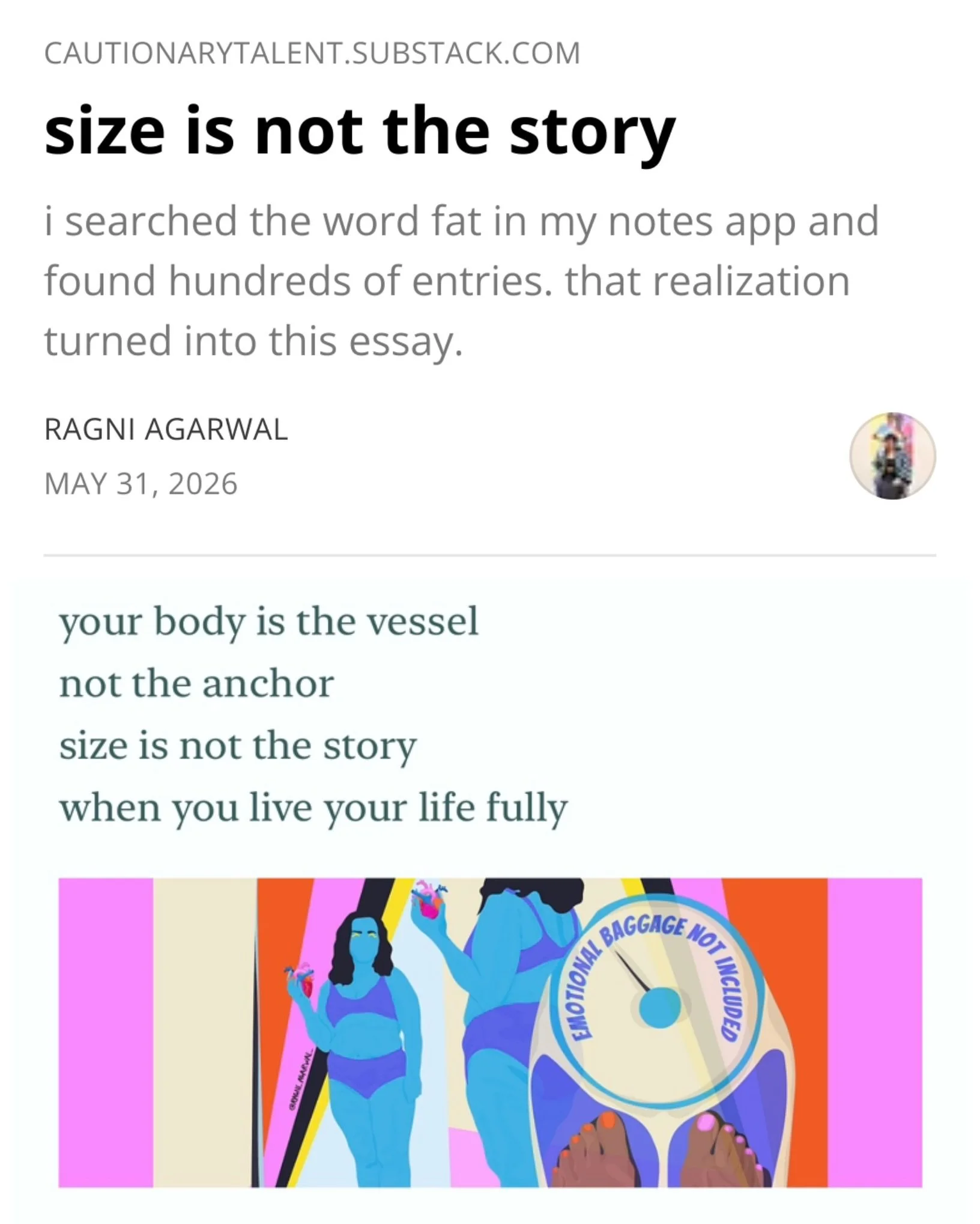 when i looked more beautiful according to patriarchal and western standards of beauty, i actually spent a lot less time feeling beautiful. what happens if my body isn&rsquo;t the main character of my life? what happens if it gets to simply be the ves