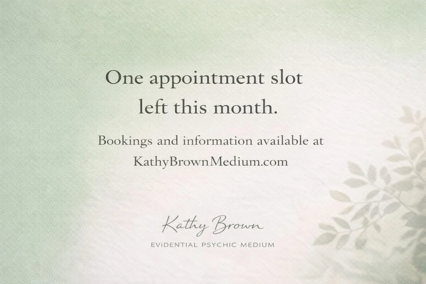 One remaining appointment in my calendar this month for an evidential psychic mediumship sitting, this Friday at 11:30am.
If you&rsquo;ve been thinking about booking, this may be the right time.
You can find booking details on my website. 💖 Link in 