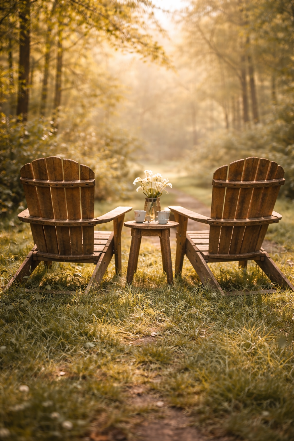 two chairs in nature