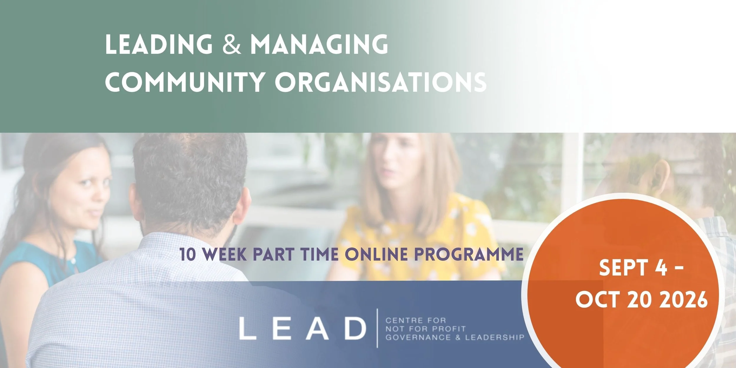 Leading &amp; Managing Community Organisations: Sept 4 - Oct 20, 2026