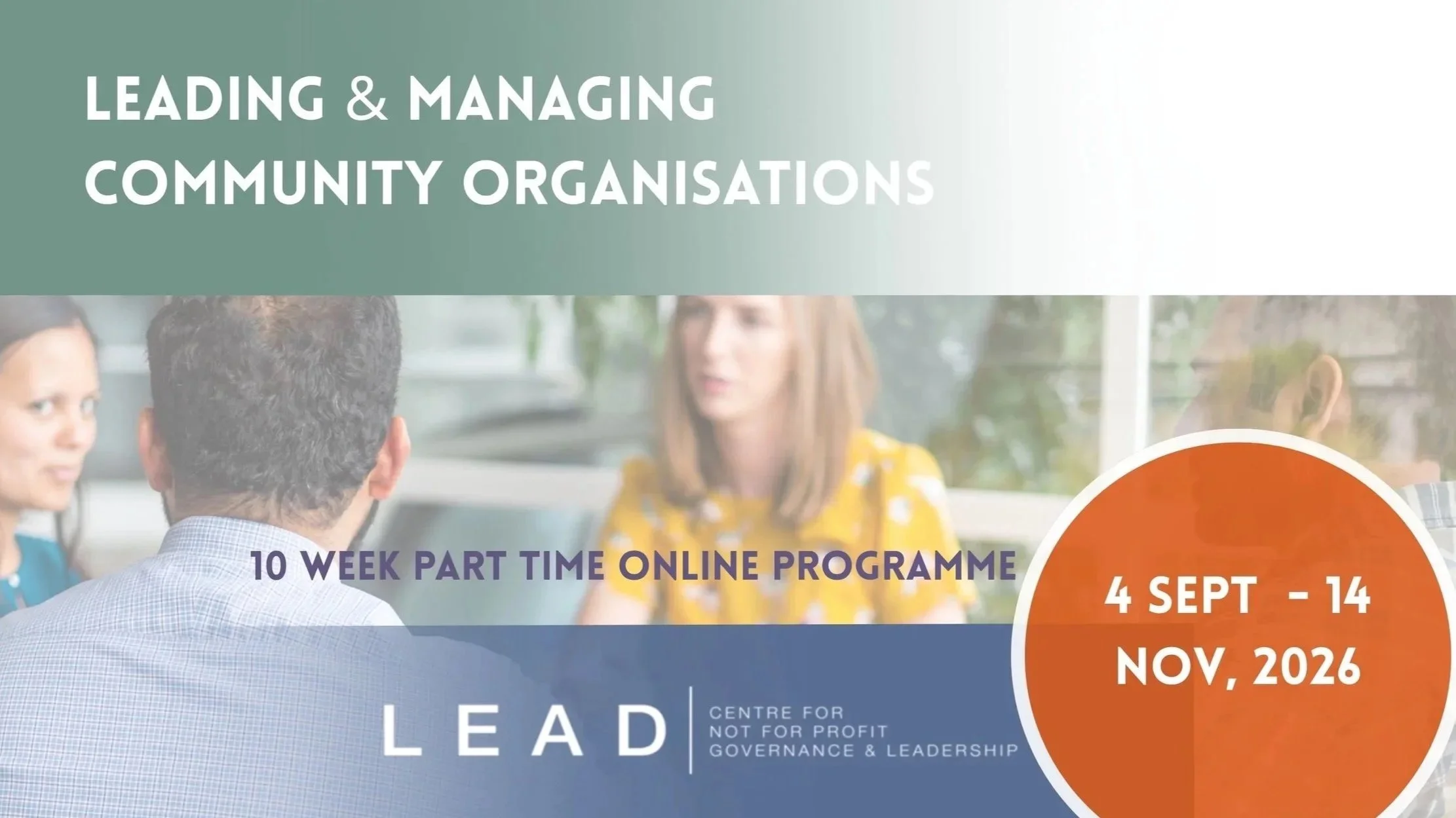 Leading &amp; Managing Community Organisations: Sept 4 - Nov 14, 2026