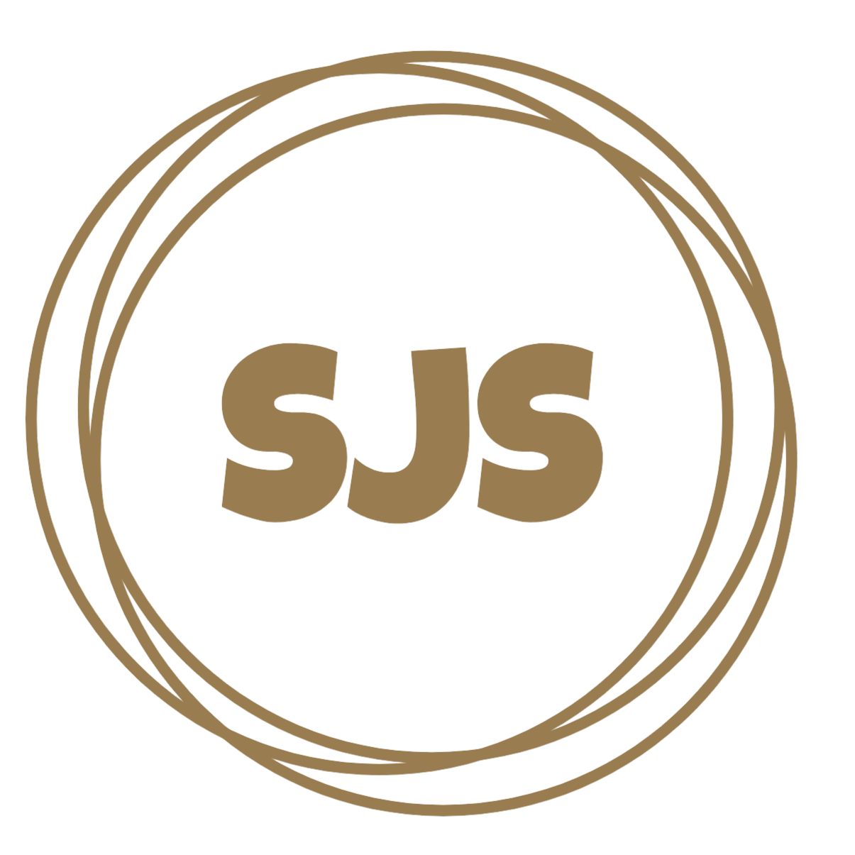 Gold-colored logo with the initials 'SJS' inside a circle of overlapping rings on a black background.