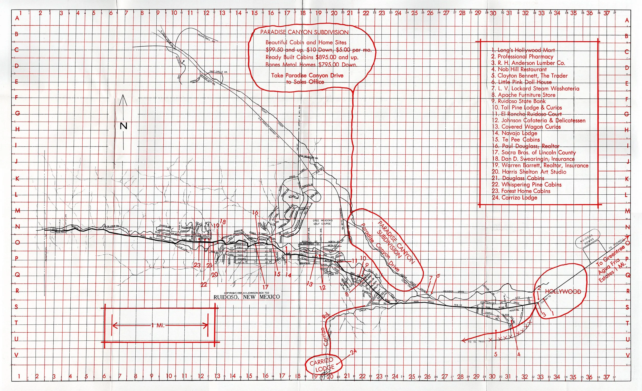 1955 Ruidoso Town Map