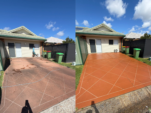 Standard concrete is one of the most common driveway surfaces on the Gold Coast — and one of the most satisfying to clean. We use a commercial rotary surface cleaner to remove years of dirt, mould, oil stains, and discolouration, leaving an even, str