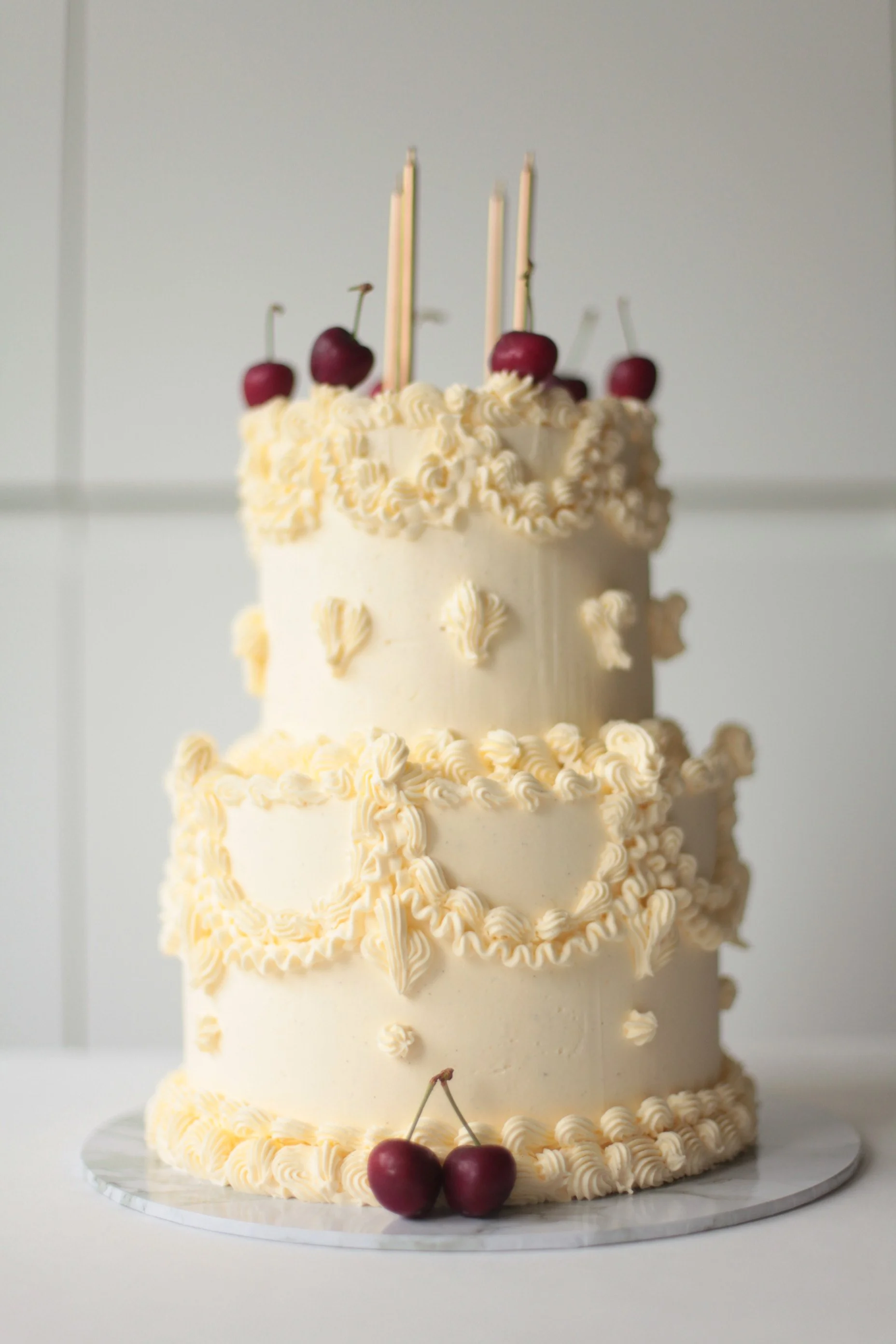 Two tier lambeth piped cake for special birthday or wedding