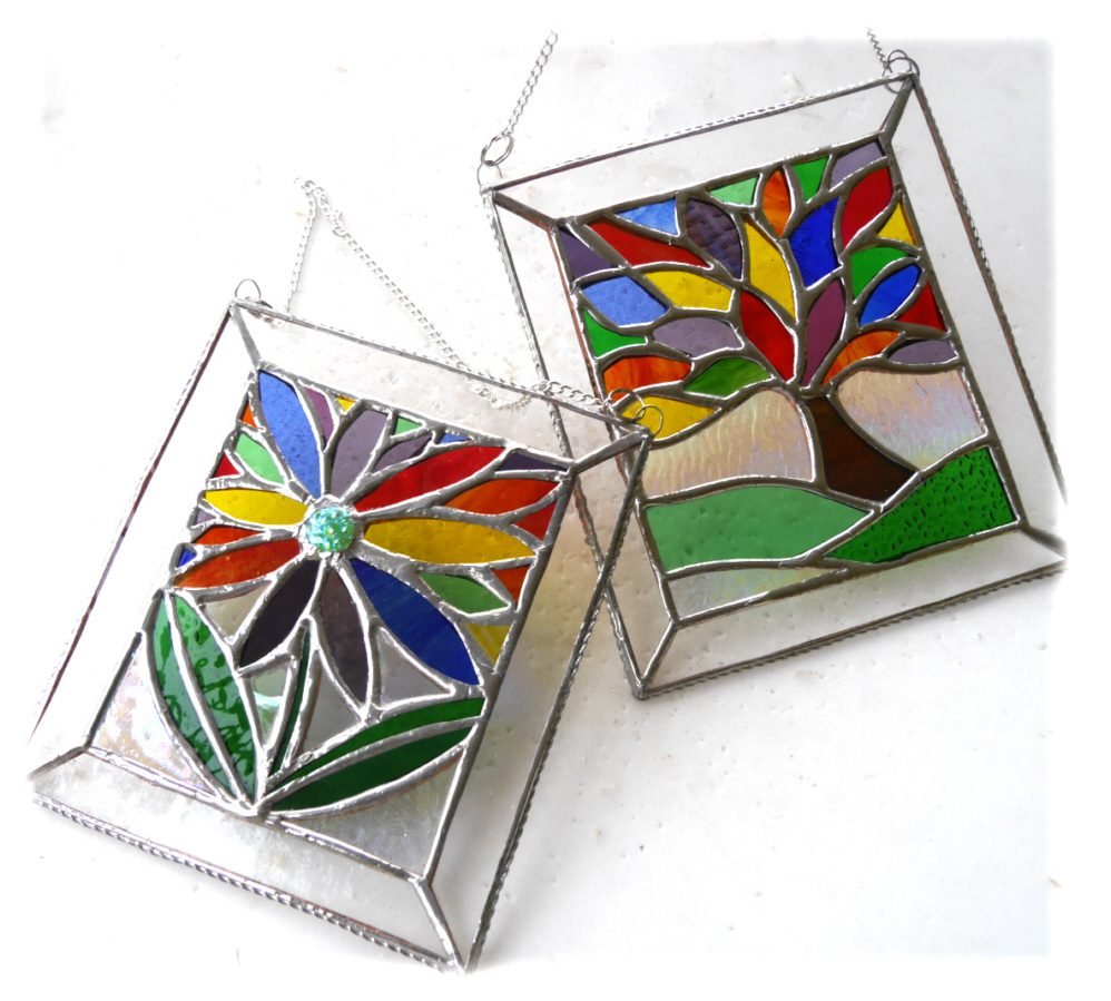 rain bow tree of life stained glass