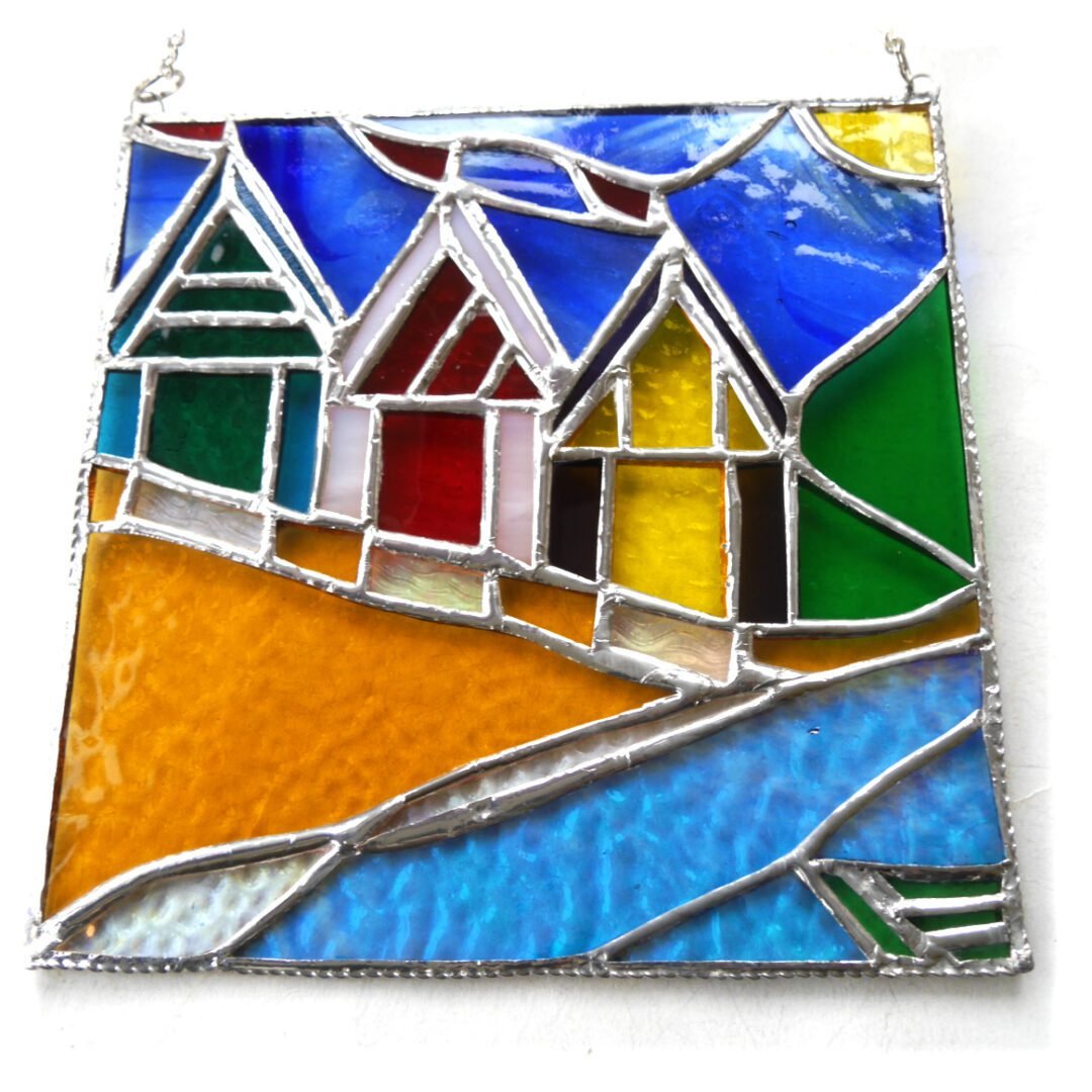 stained glass beach huts