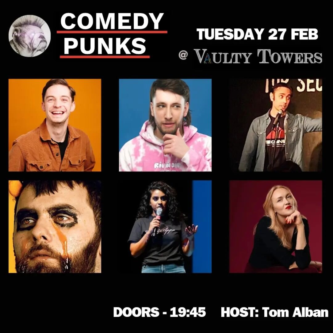 Only 2 weeks away! We have another new lineup for you all!

Come see us @vaultytowersuk on the last Tuesday of the month!

Line up:

@aaronjaycomedy 
@elliotsteel 
@winterdominus 
@catlingstephen 
@raajieec 
@franceskeyton

And your host @tomalbancom