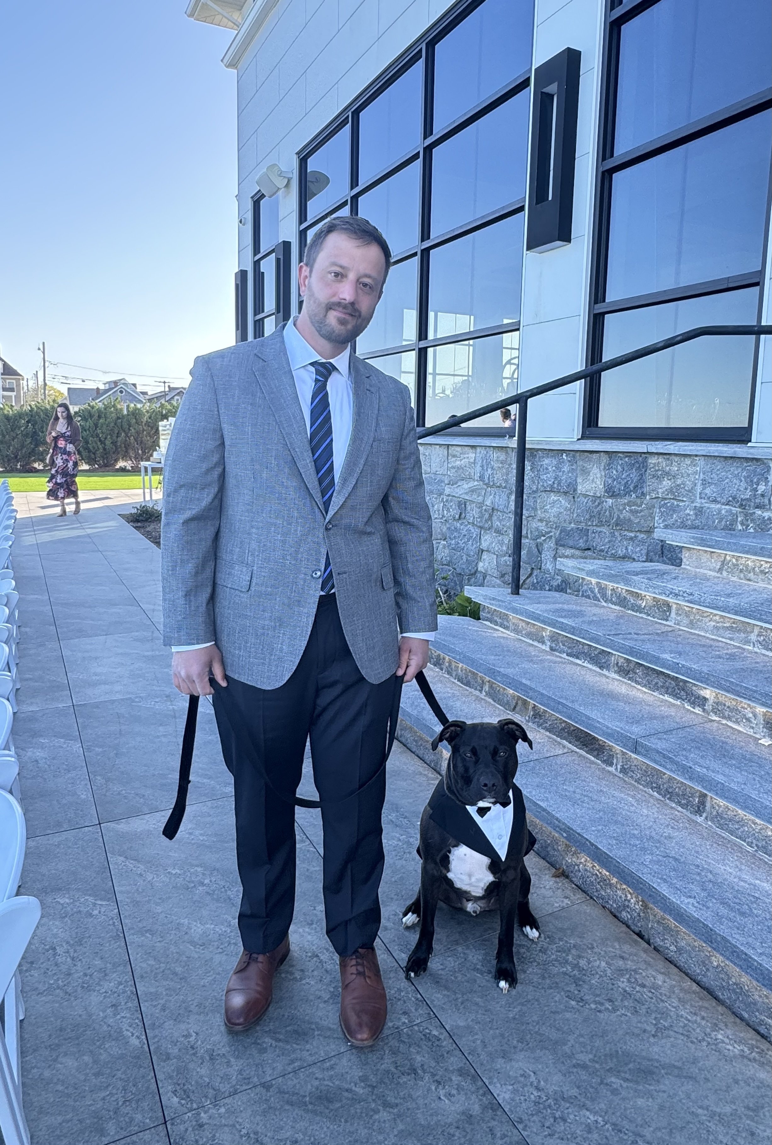 Helping my dog training with their dog at their wedding