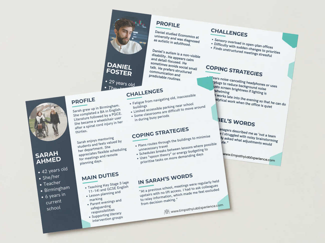Profiles illustrating lived experience