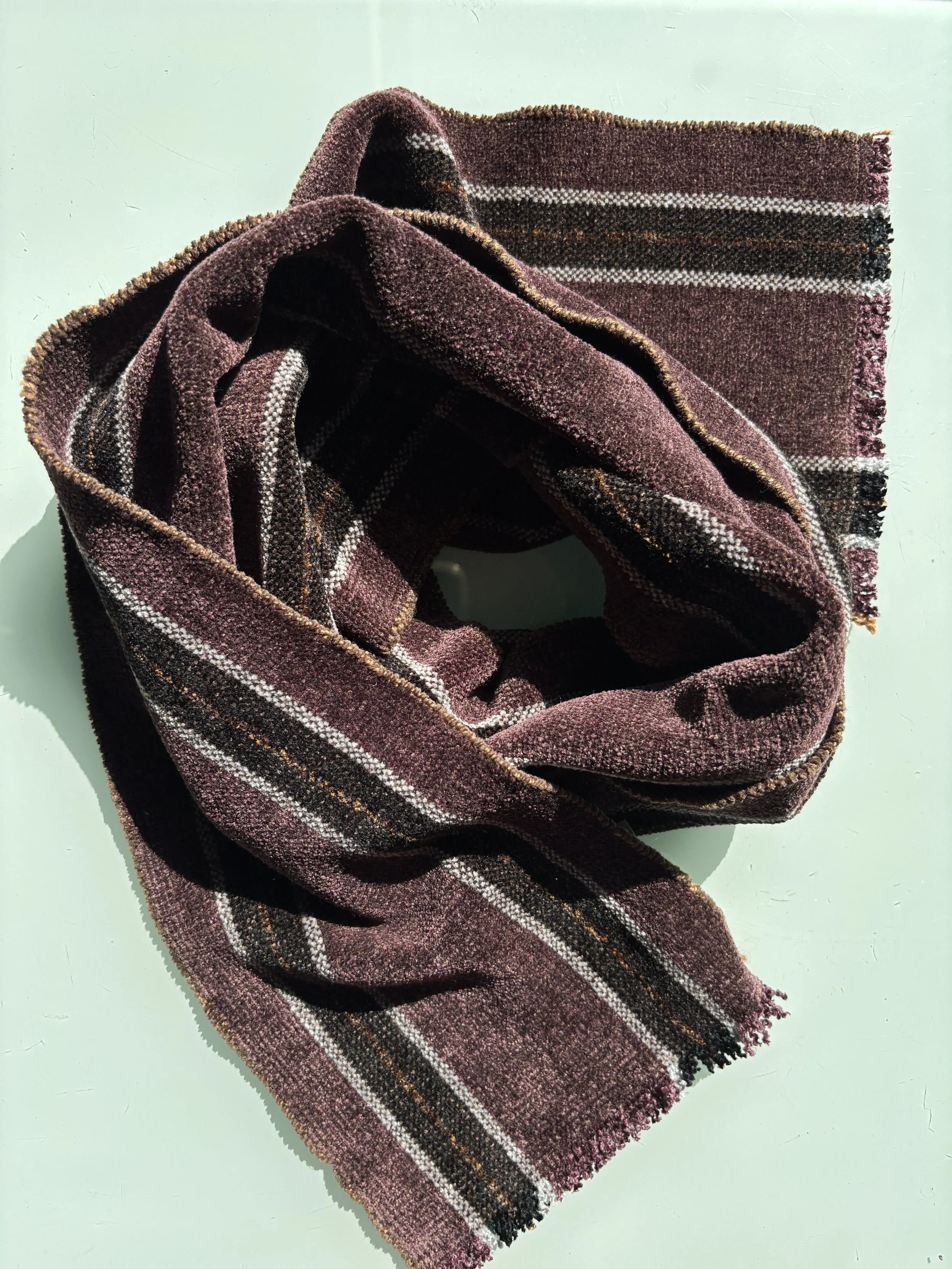 Woven Chenille Scarf - Burgundy