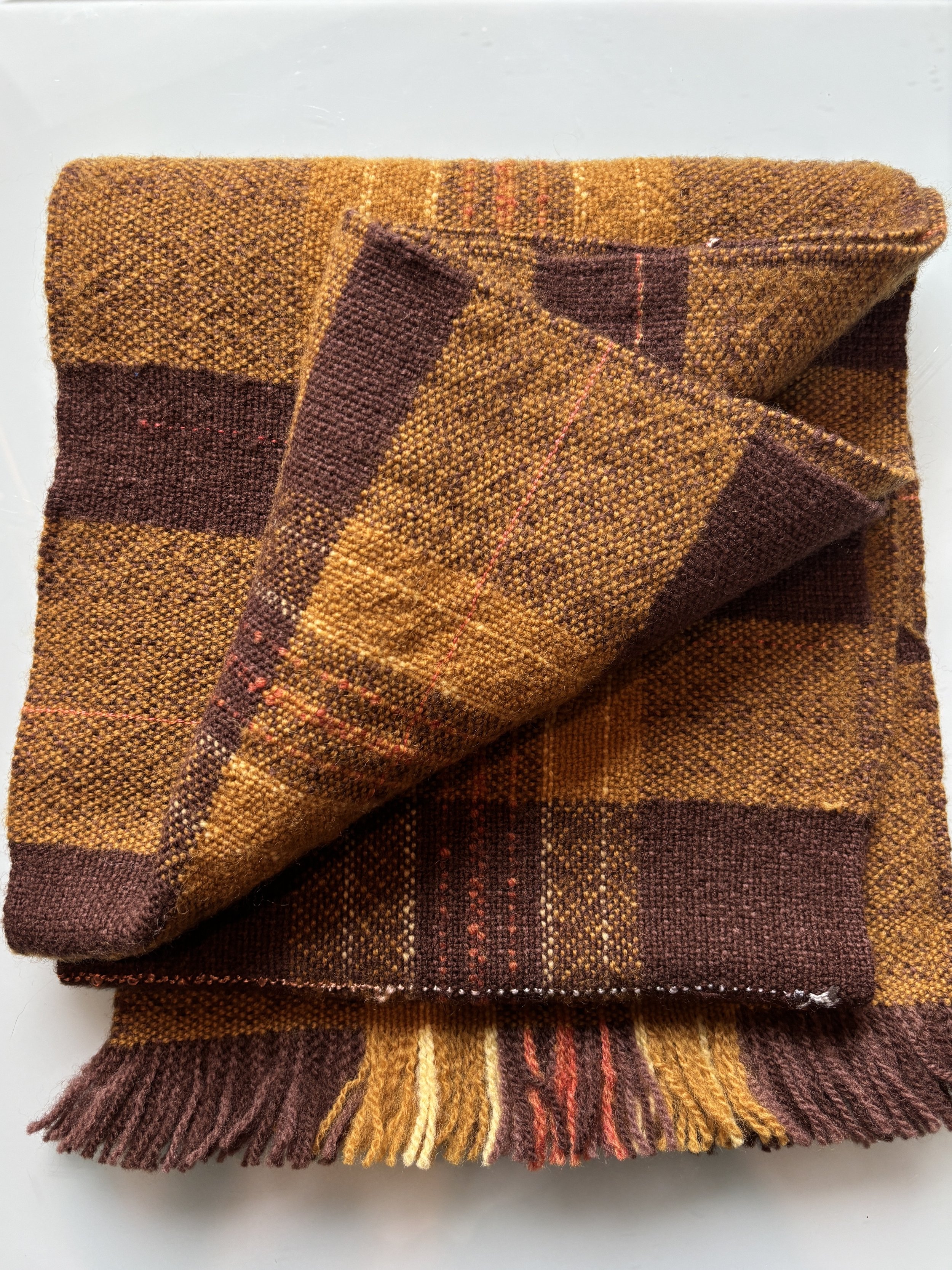Wide Wool Scarf (Yellow/Brown)