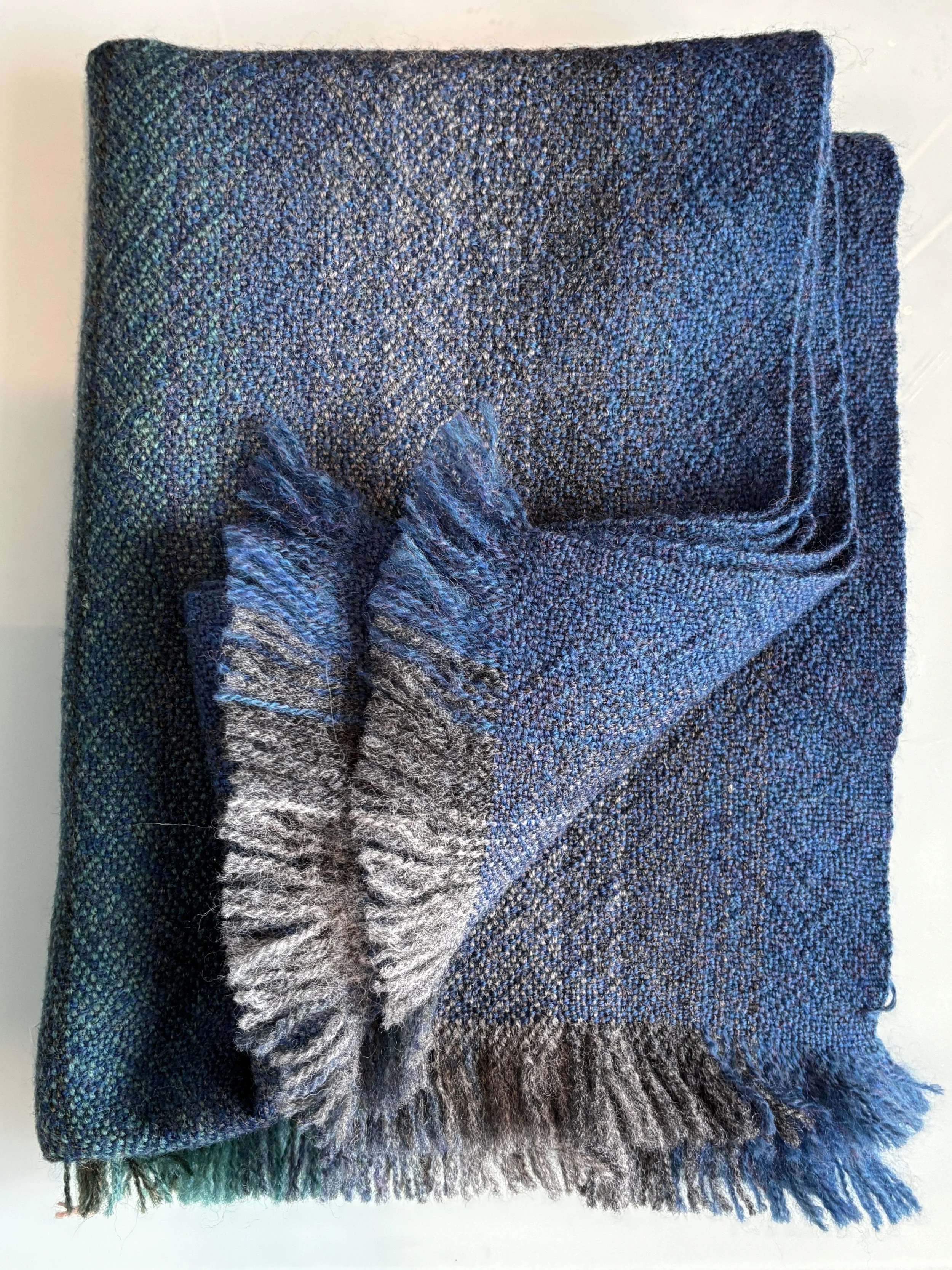 Wool Shawl (Blue/Green/Grey)