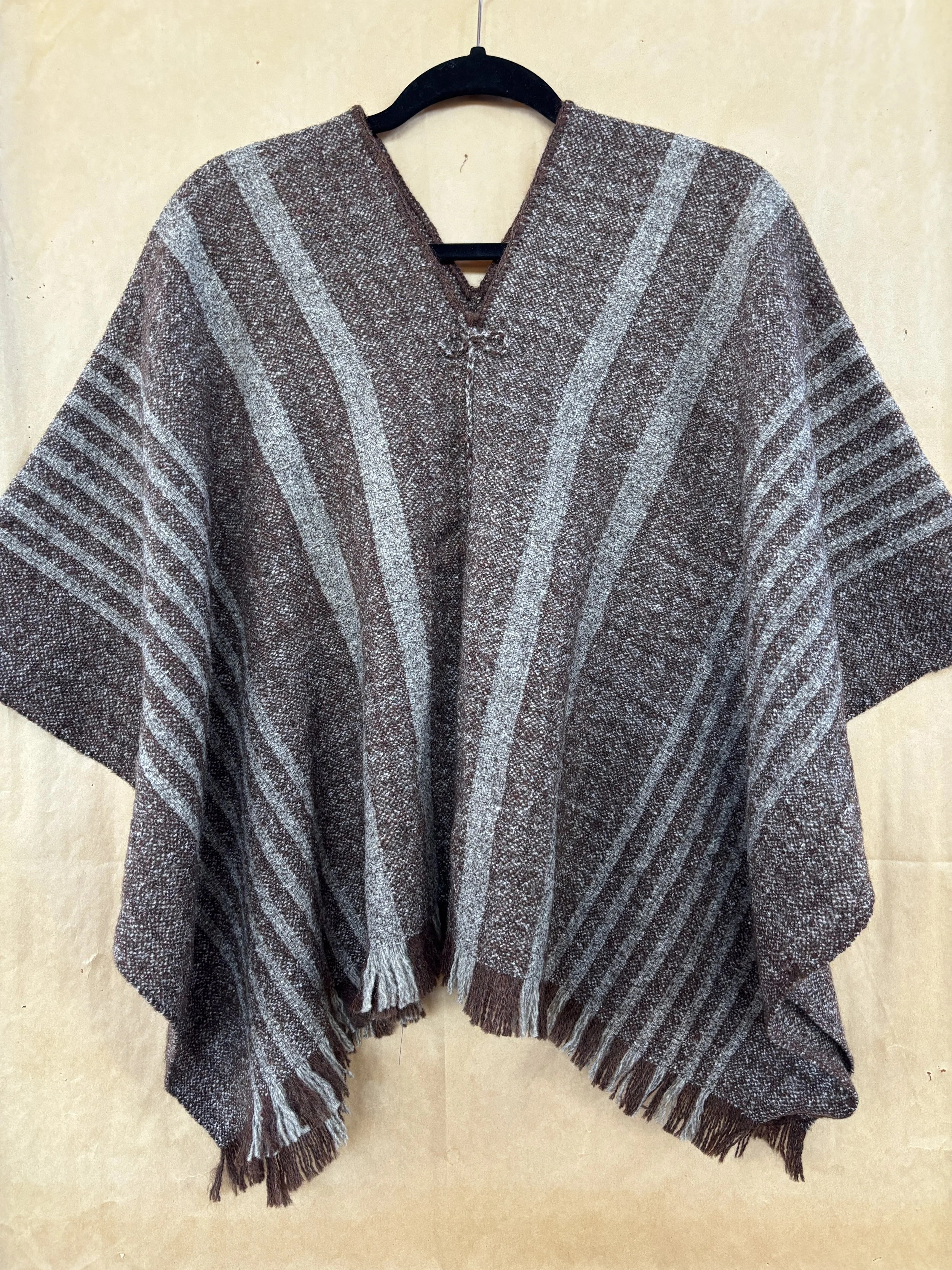 Woven Poncho - Brown Grey