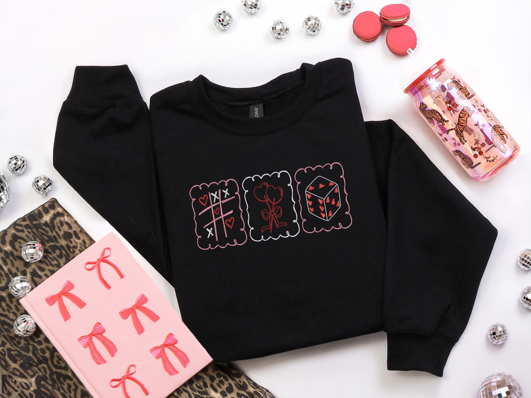 Valentines Stamps Embroidered Unisex Crewneck Sweaters