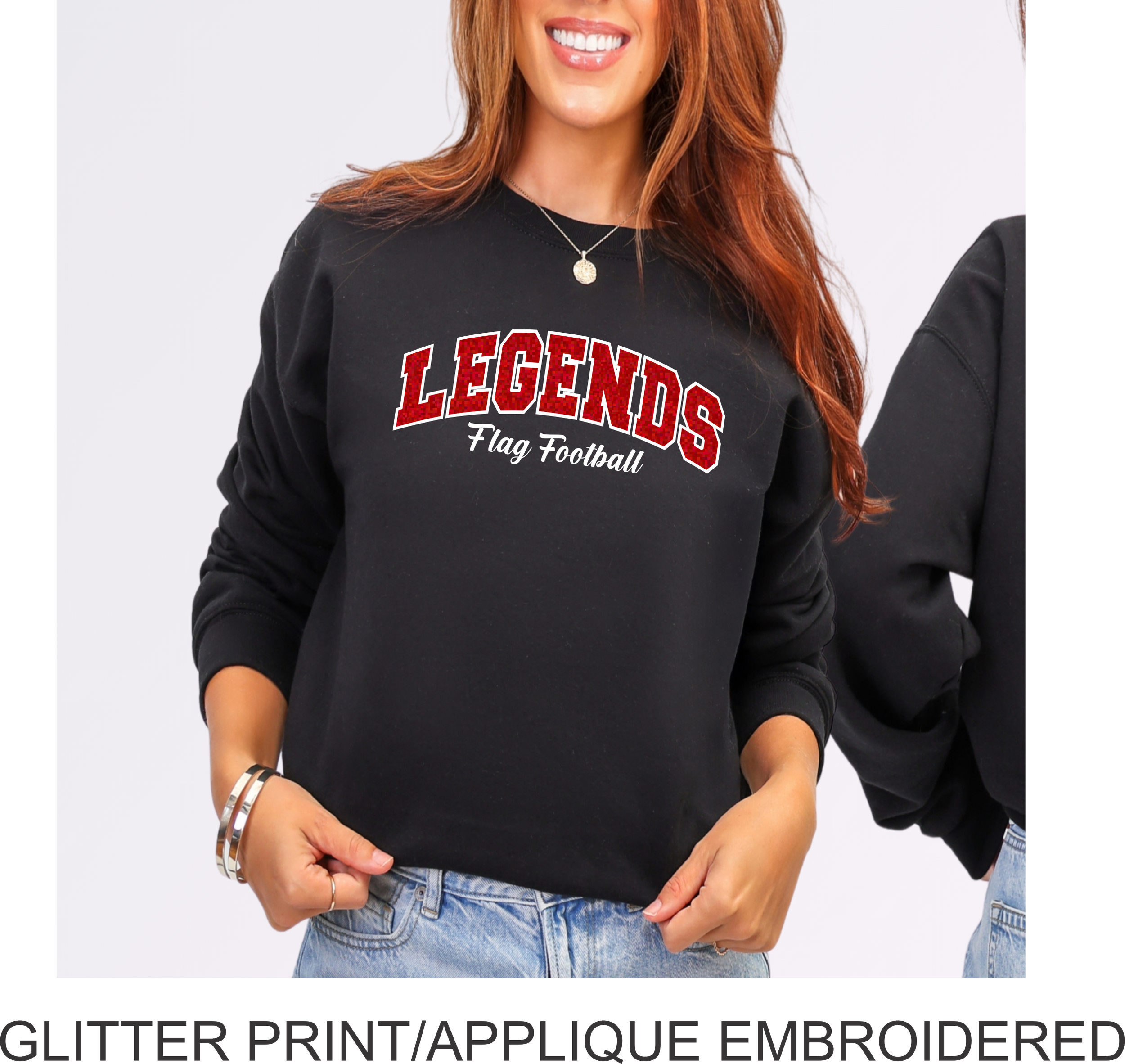 Lancaster FF Glitter Applique Embroidered Unisex Crewneck