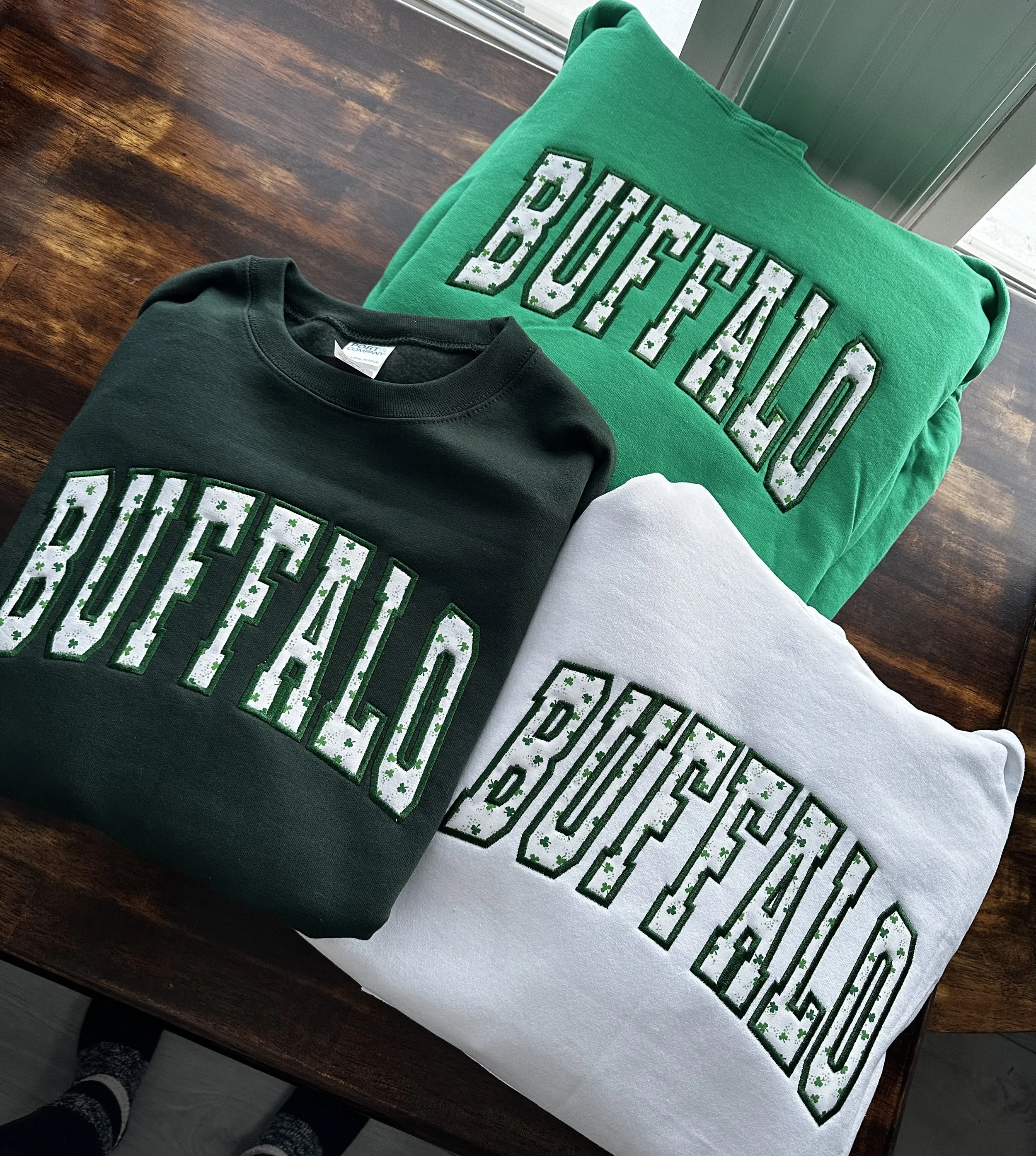BUFFALO Mini Shamrocks Embroidered Crewneck/Hoodie