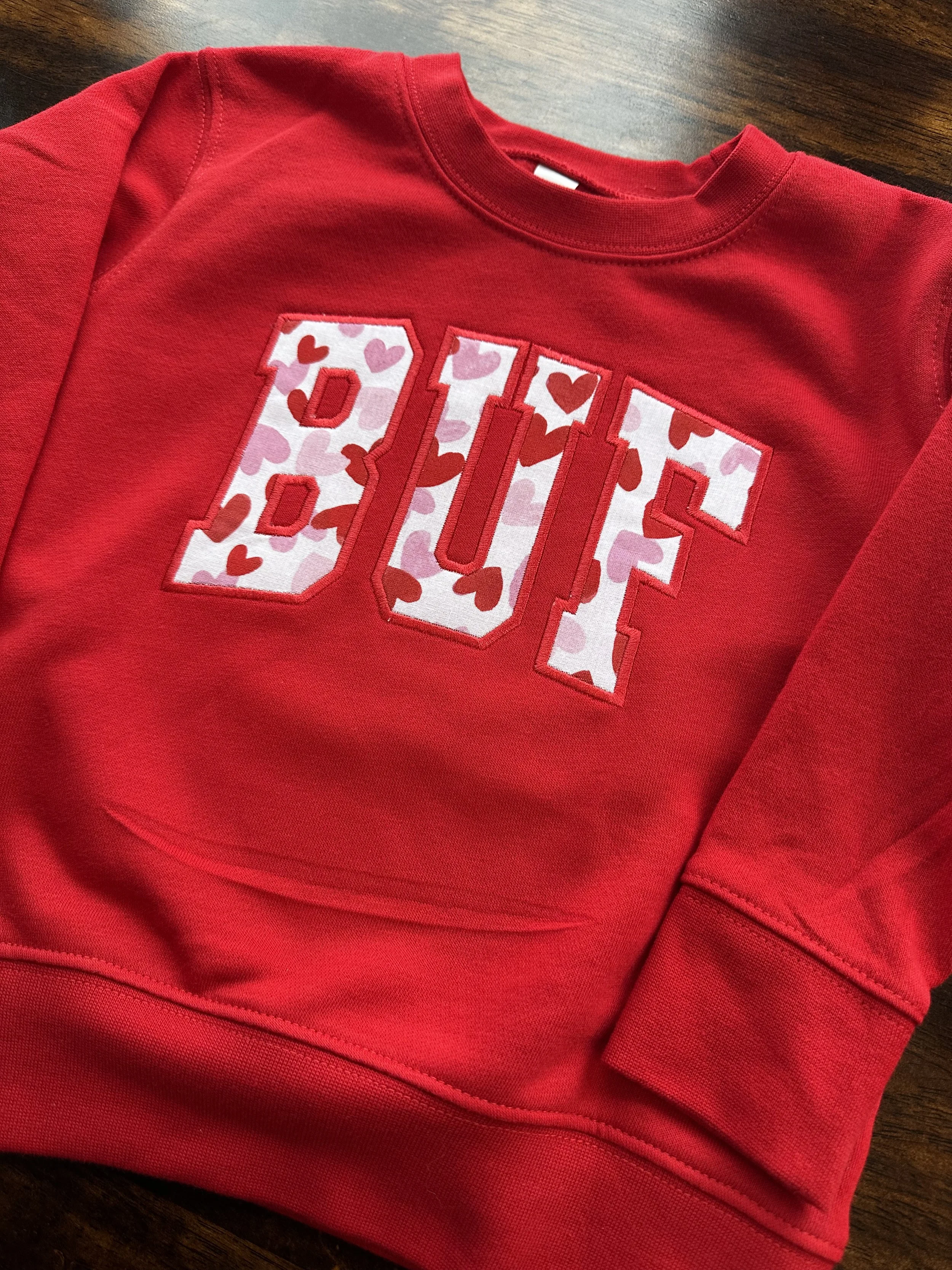 BUF Hearts Embroidered Toddler Crewneck Sweaters