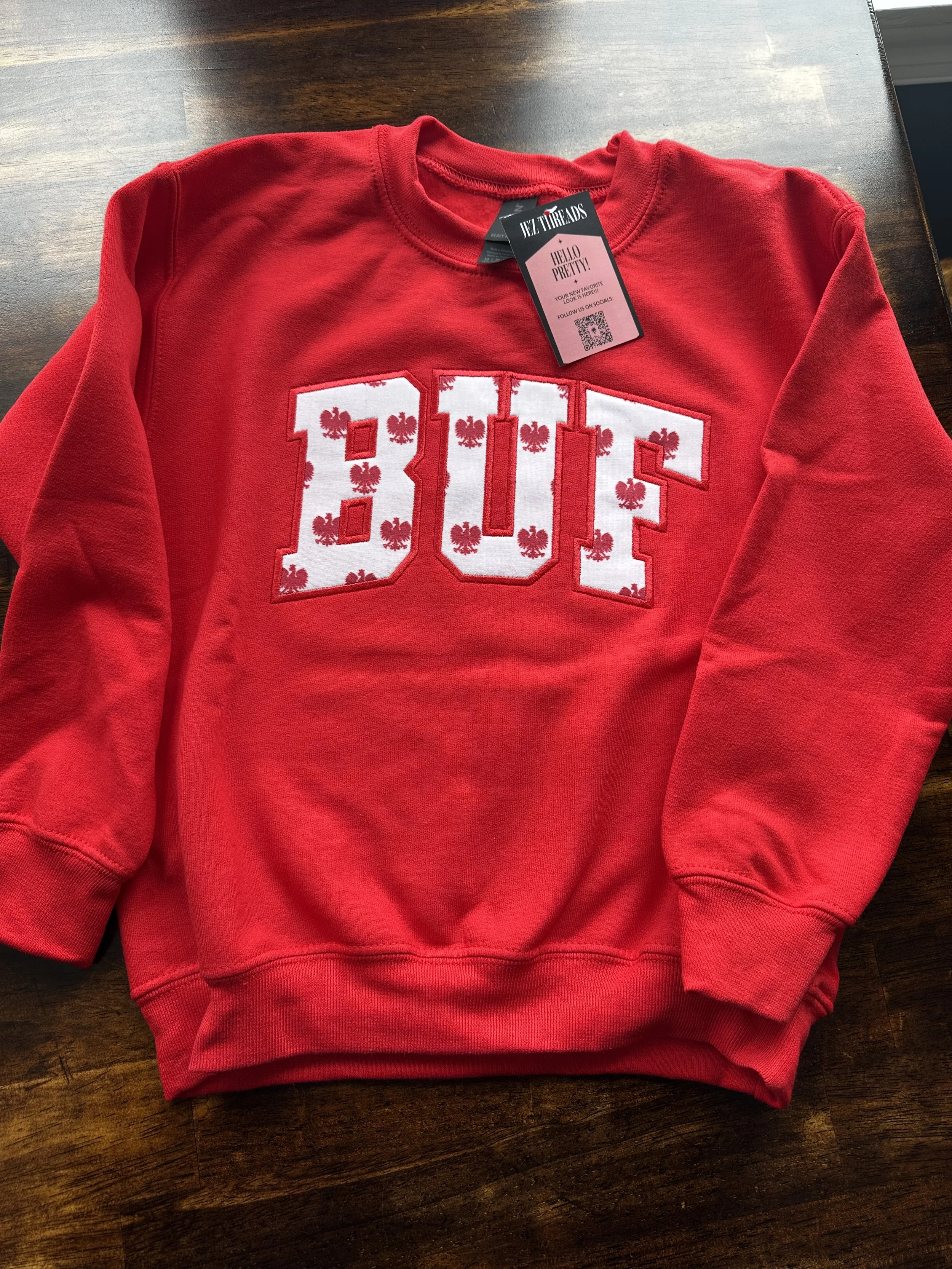 BUF Dyngus Day Falcon Youth Embroidered Crewnecks/Hoodies