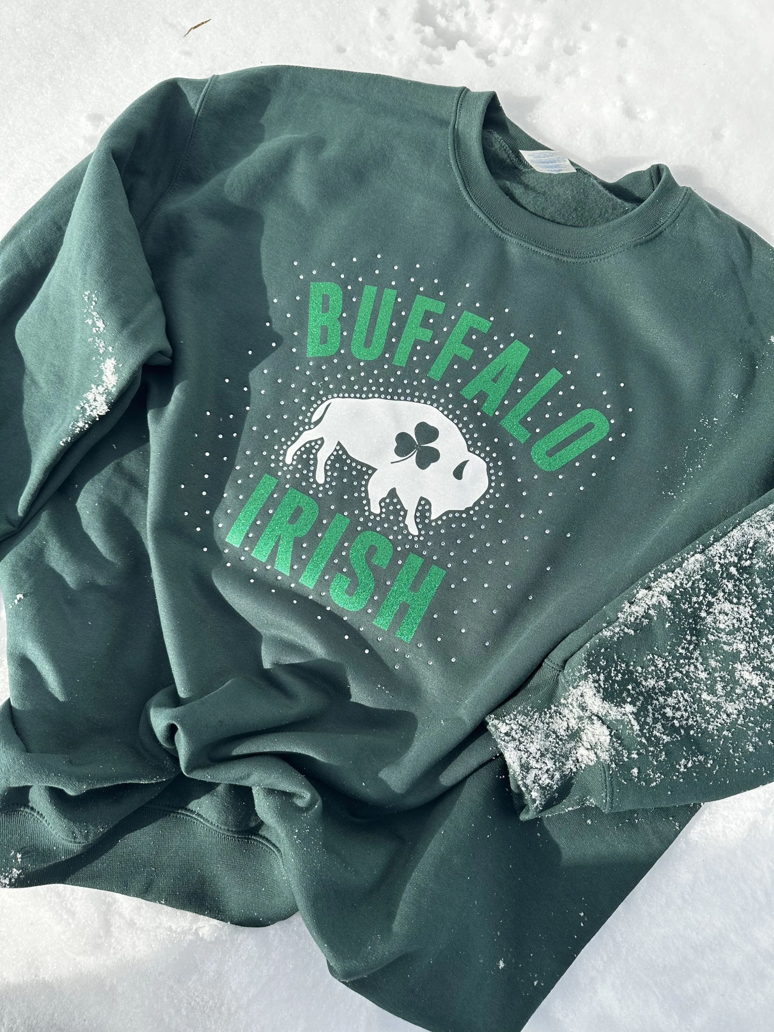 Buffalo Irish Glitter/Rhinestone Crewneck/Hoodie