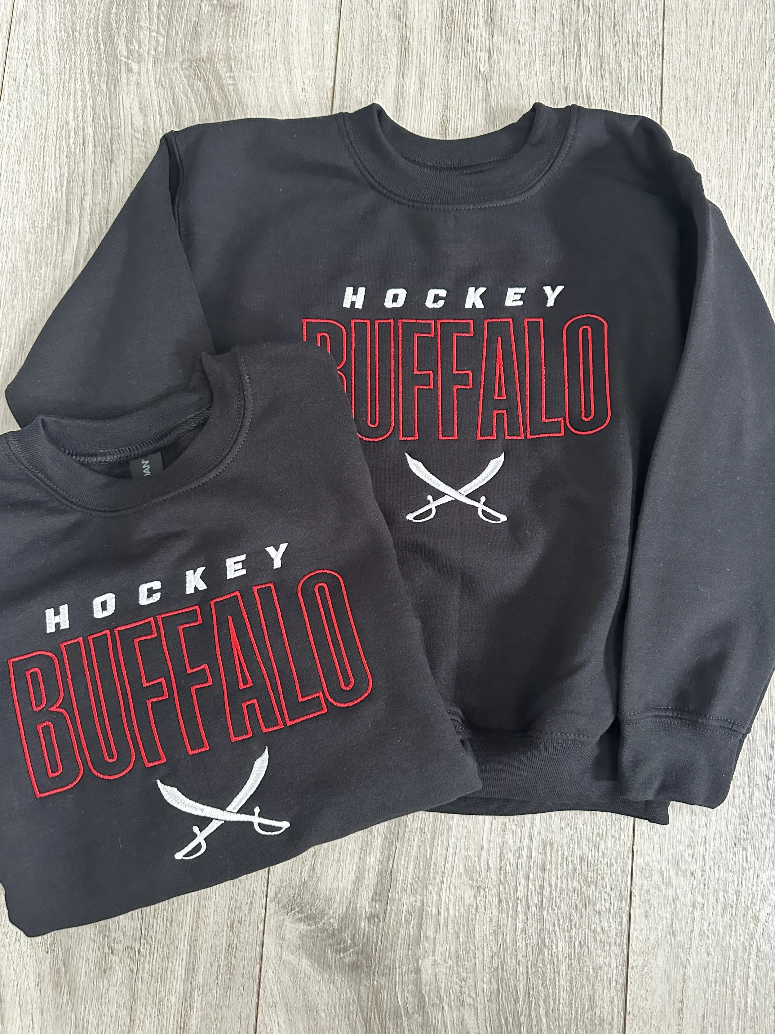 Buffalo Hockey Embroidered Youth Crewneck