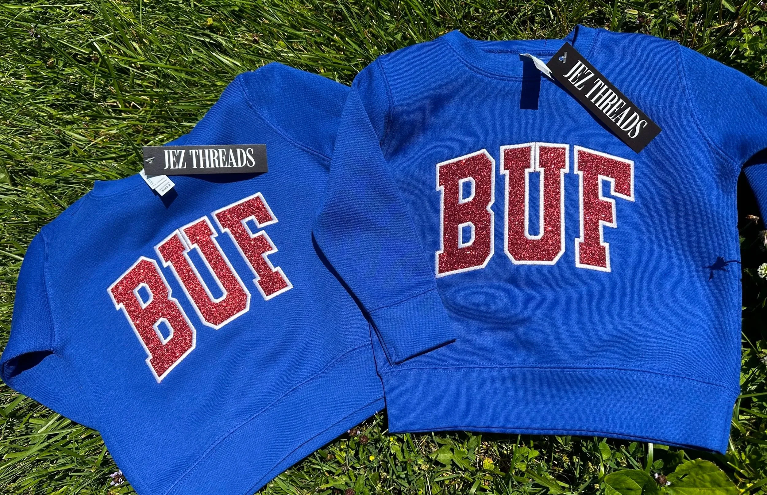 BUF Football Glitter Embroidered Toddler Crewneck