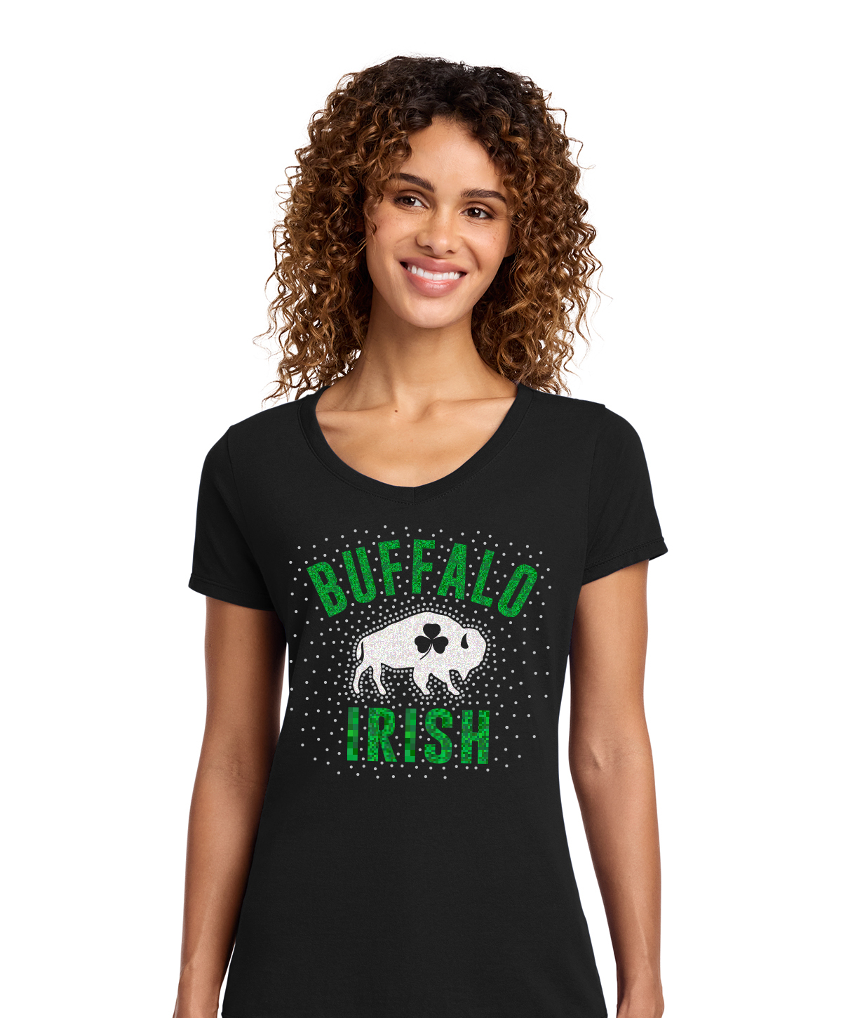 Buffalo Irish Glitter/Rhinestone Woman's V-Necks