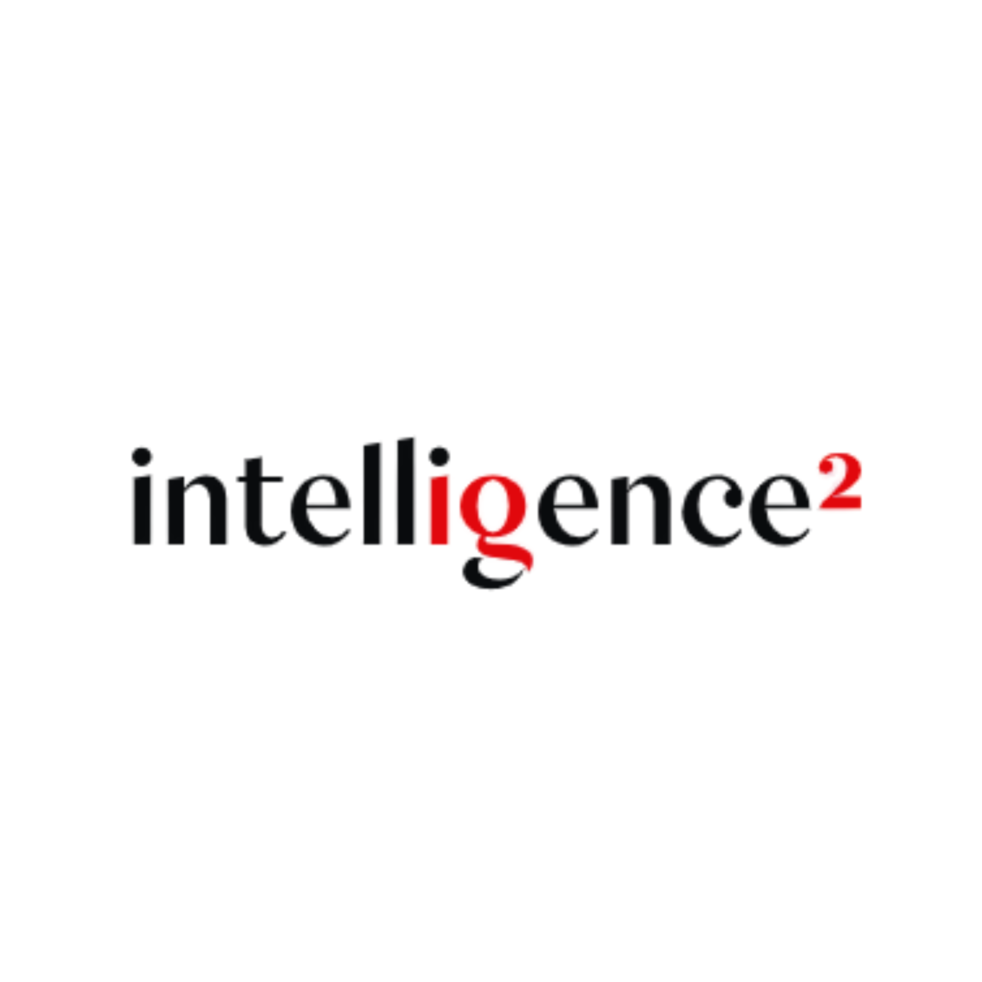 The Intelligence Squared (intelligence²) logo in black serif lowercase text, with the letter 'i' in red, on a white background.