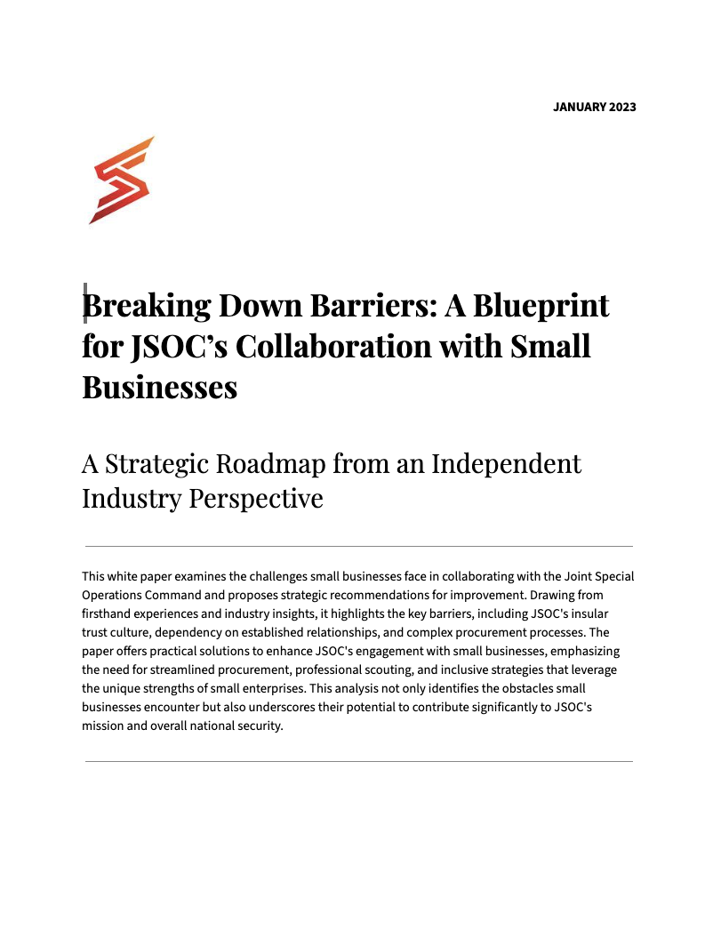 Breaking Down Barriers: A Blueprint for JSOC’s Collaboration with Small Businesses