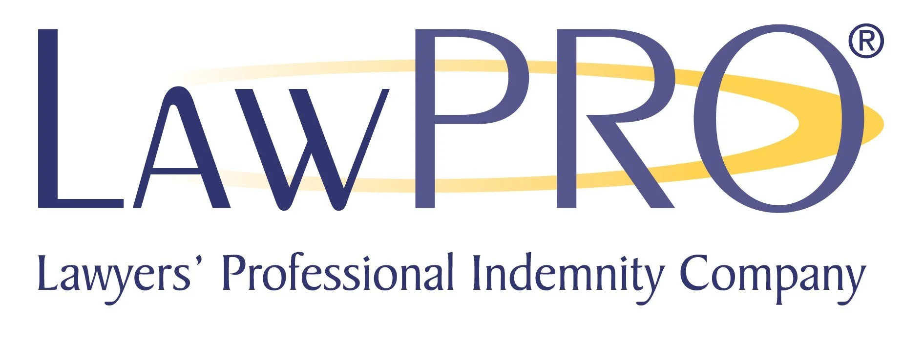 Logo of LAWPRO, a lawyers' professional indemnity company, featuring stylized blue text and yellow swoosh design.