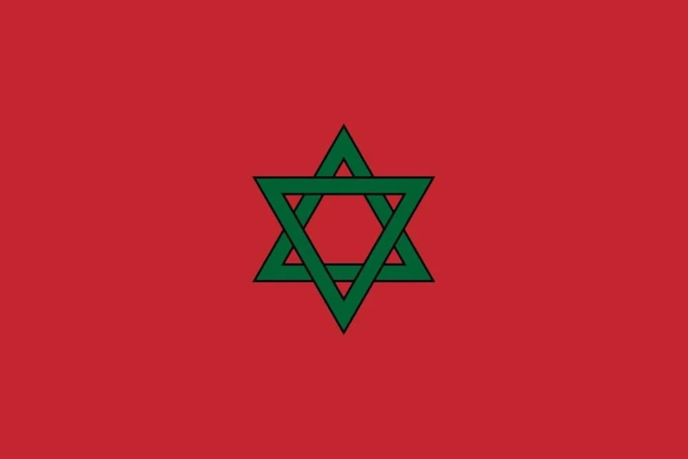 Red flag with a central green Star of David symbol.