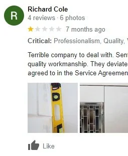 Sandy Maurice George Scheiris; "Image of individual identified in documented disputes between clients and general contractors, referenced in public forums."