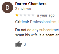Sandy Maurice George Scheiris; "Image of individual identified in documented disputes between clients and general contractors, referenced in public forums."