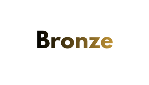 Text that reads 'Bronze' with 'Bron' in bold black and 'ze' in gold.