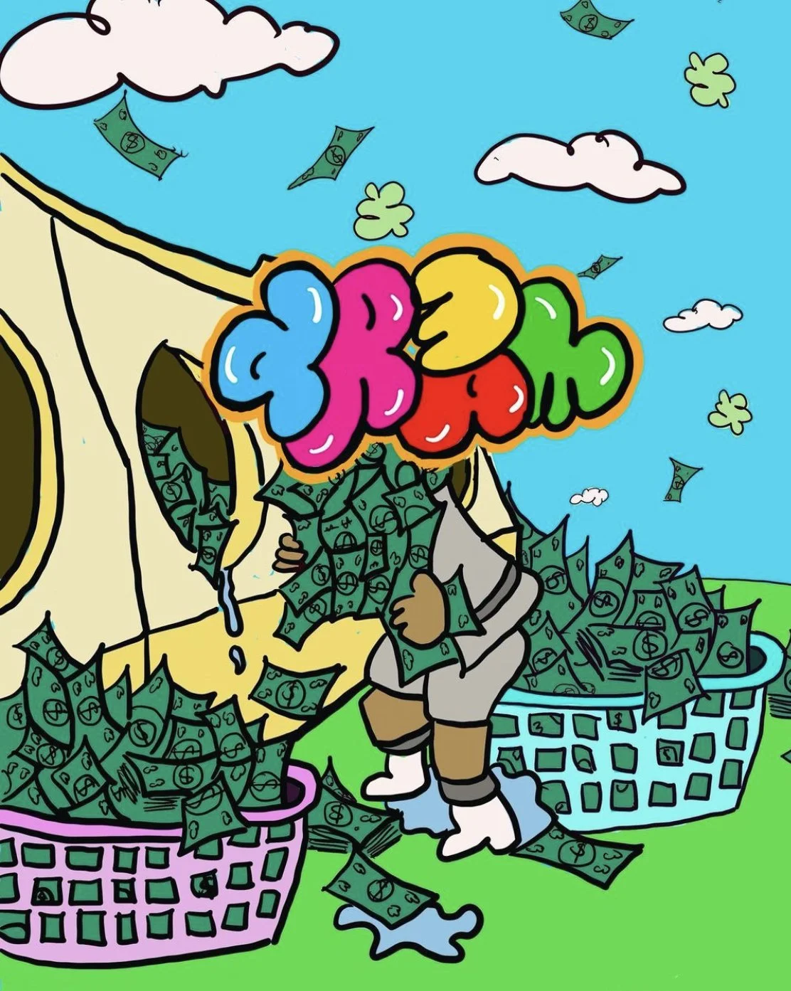 "Money Dr3ams Volume 1" is a series of digital illustrations portraying the allure of wealth through creative genius. Each artwork depicts the abundance of money, symbolizing both the desire for financial success and the pursuit of legitimate means t