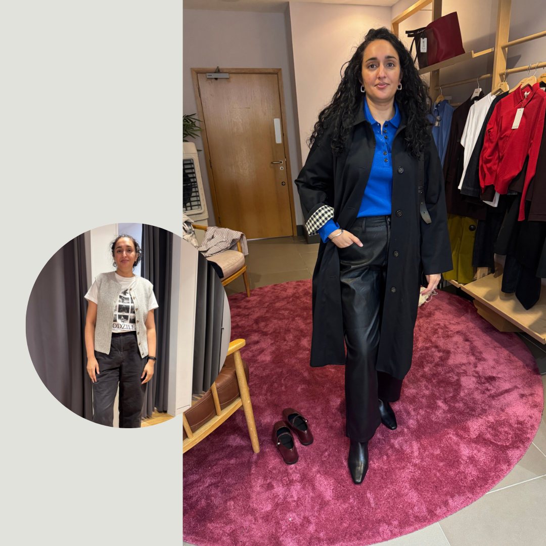 a personal style transformation photo from an in-person shopping day in london