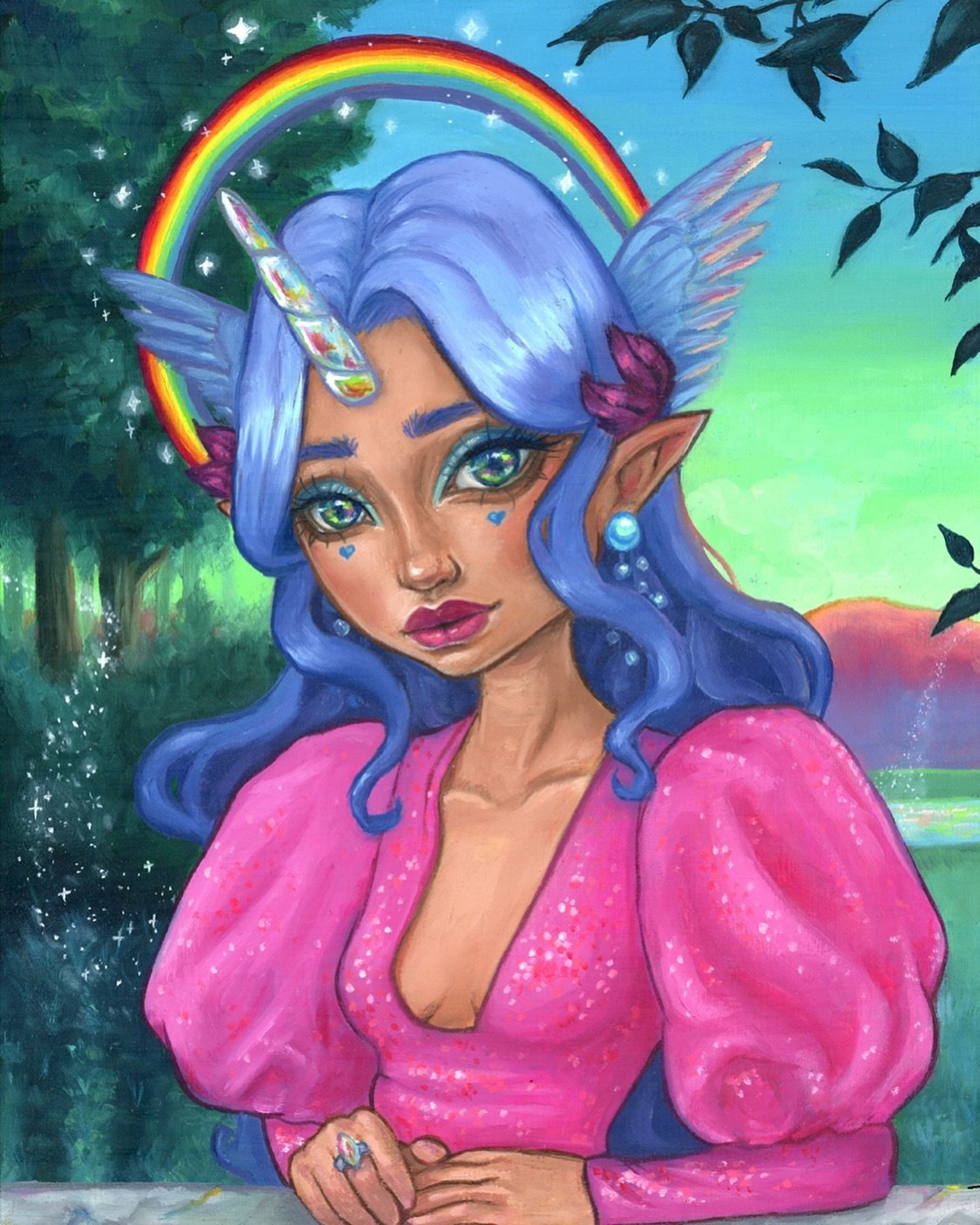 🦄🌈 Happy International Unicorn Day! 

I think it&rsquo;s time to paint another unicorn girl and this time, I want to go over the top with details. 

Saw the total solar eclipse yesterday! A truly awesome experience! Definitely feeling inspired to d
