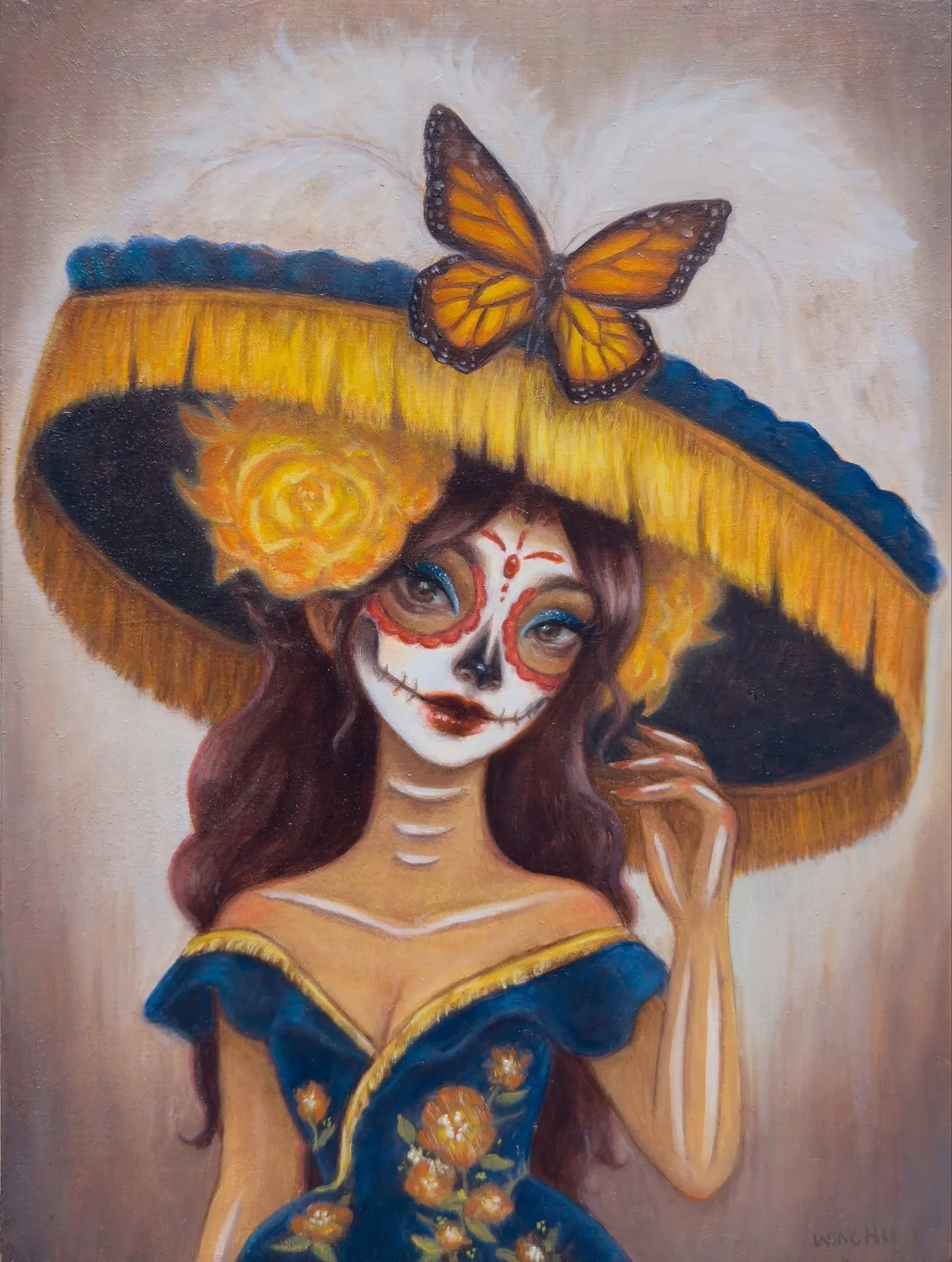 Petals and Wings, 6x8 inch Oil on Panel, Satin Varnish, 2025 - Sold