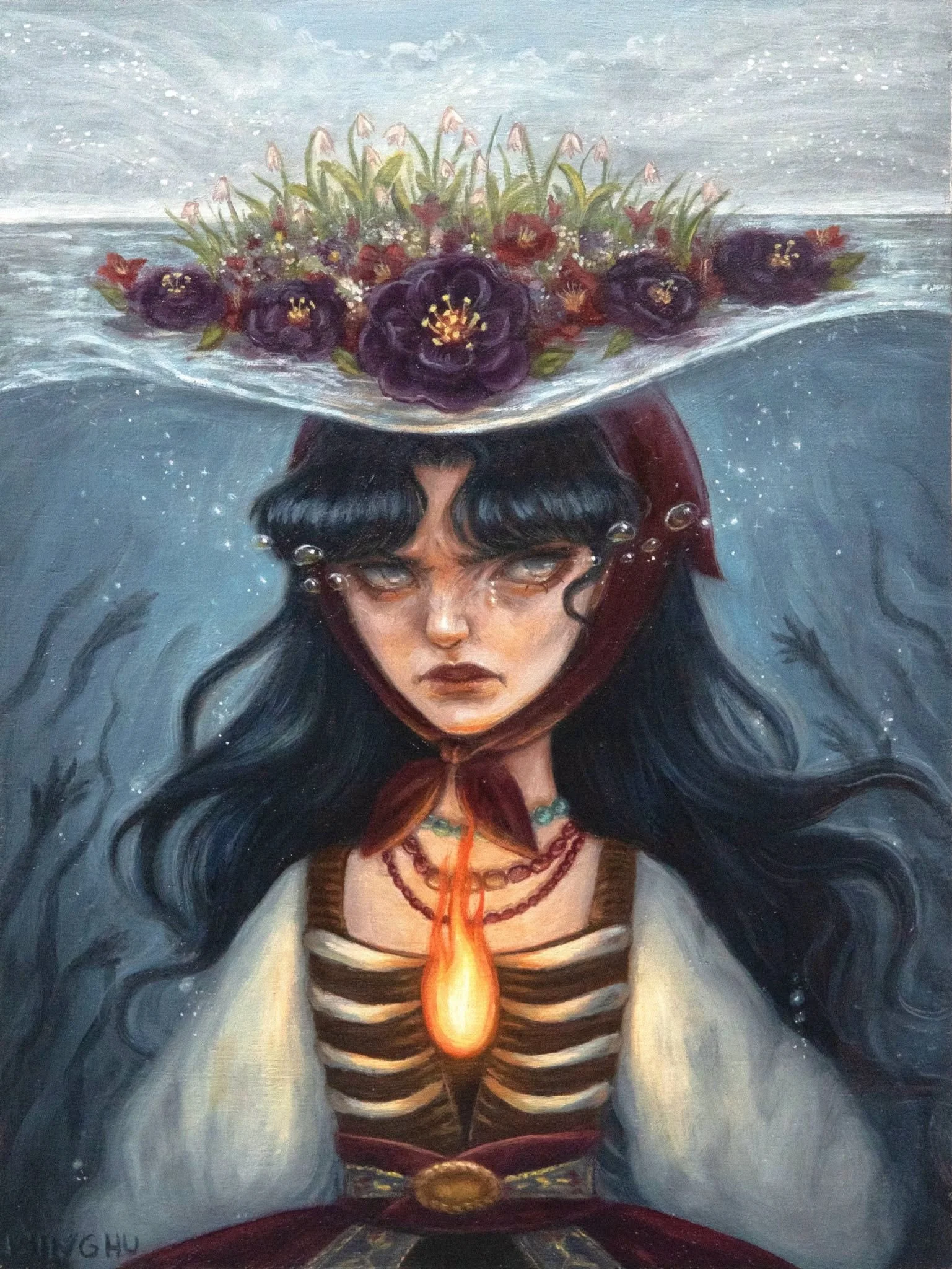 The Drowning of Morana, 6x8 inch Oil on Panel, Satin Varnish, 2026 - Sold
