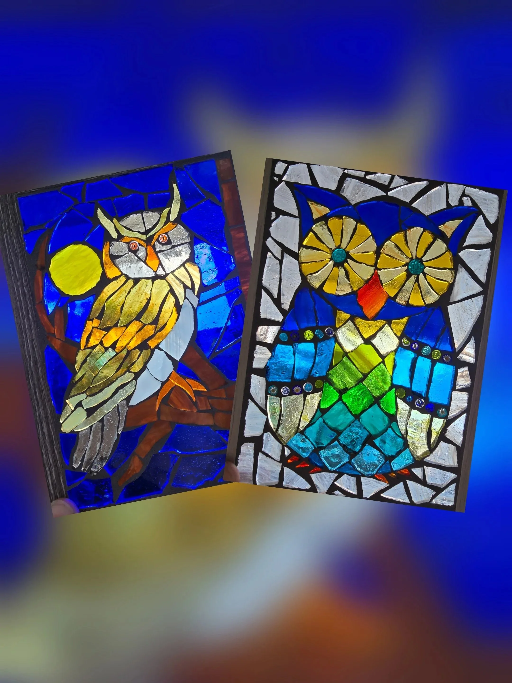 Owl Glass on Glass Framed Art