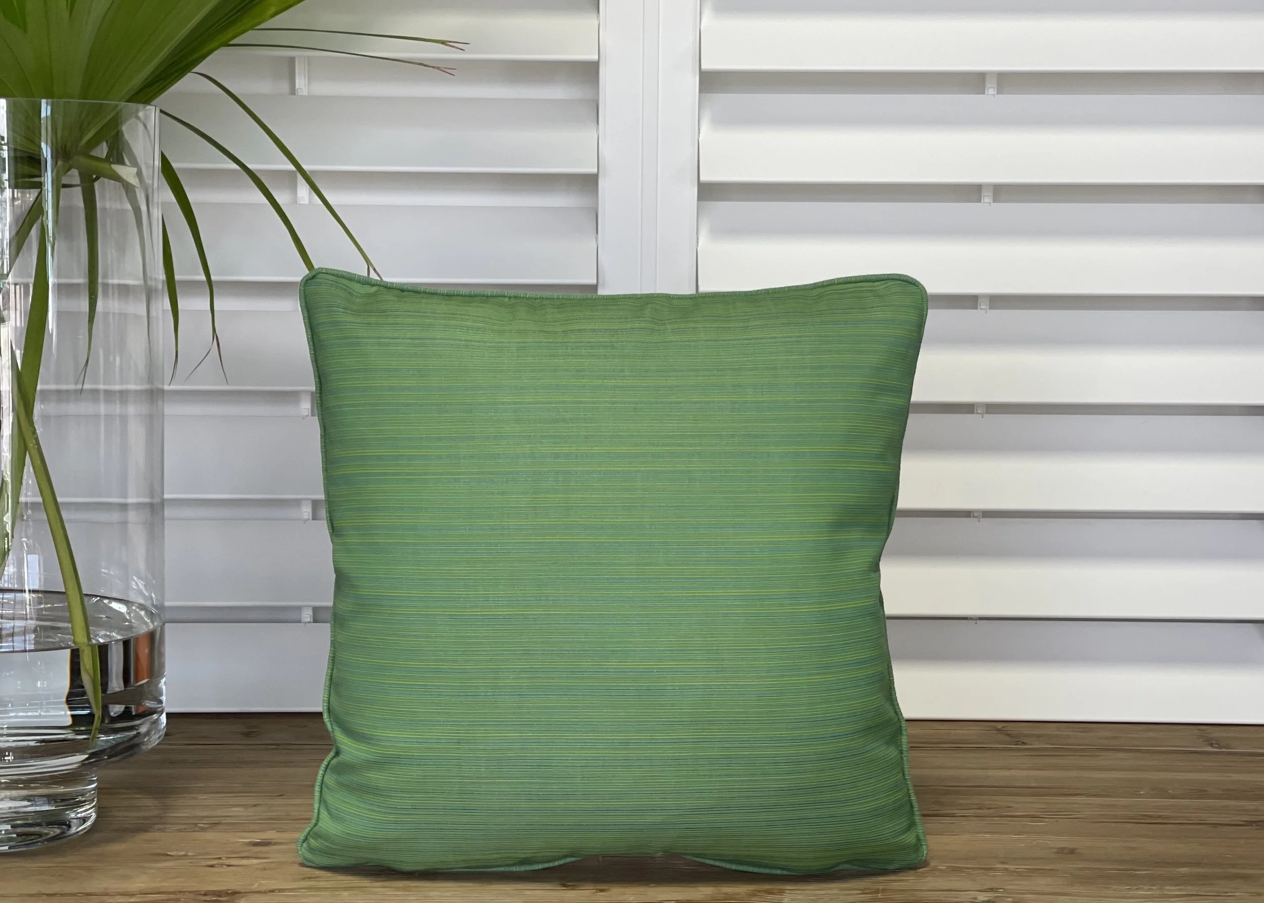 GREEN STRIÉ PILLOW COVER