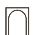 A simple black frame with a rounded arch at the top.