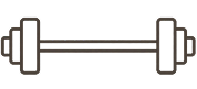 Illustration of a barbell with weights on both ends.