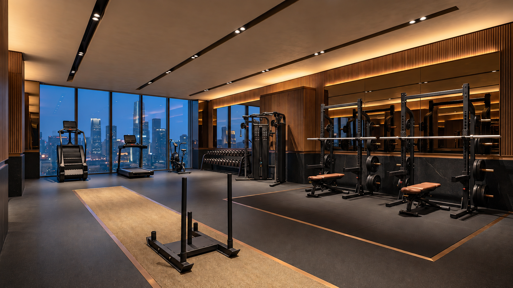 Performance floor, Volcanic palette, hotel wellness floor — Paradigm concept study